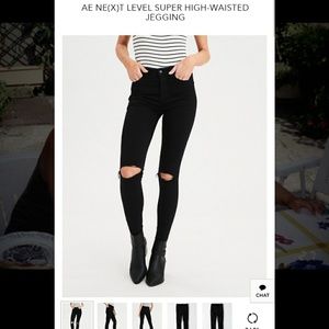American Eagle Hi Rise Black Ripped Jeggings
